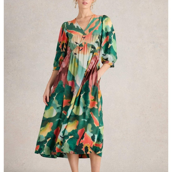 Young Ideas/Henmores - Lucy Midi Dress - Green Print - 8