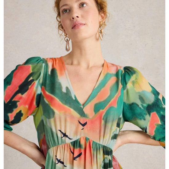 Young Ideas/Henmores - Lucy Midi Dress - Green Print - 8