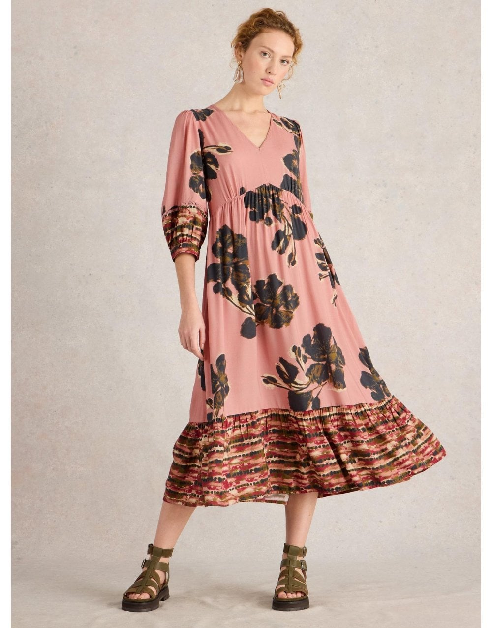 Young Ideas/Henmores - Lucy Midi Dress - Green Print - 8