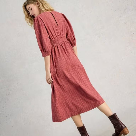 Young Ideas & Henmores -Lucy Midi Dress -Mid Pink -10