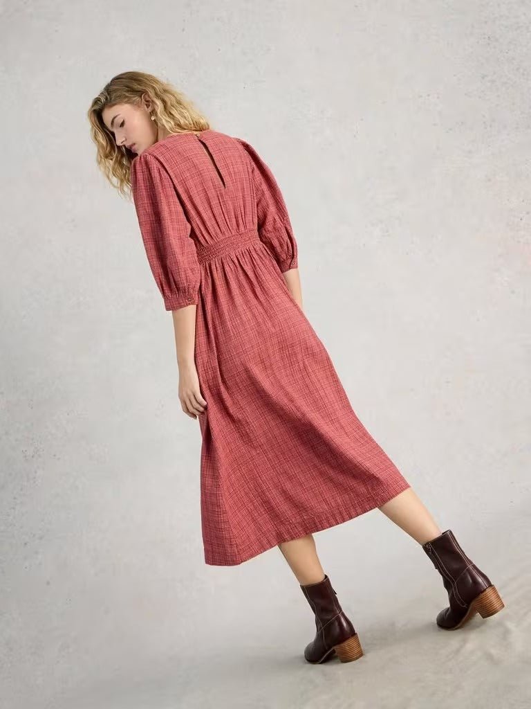 Young Ideas & Henmores -Lucy Midi Dress -Mid Pink -10