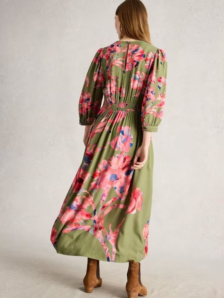 Young Ideas & Henmores -Lucy Midi Dress -Green Multi -10