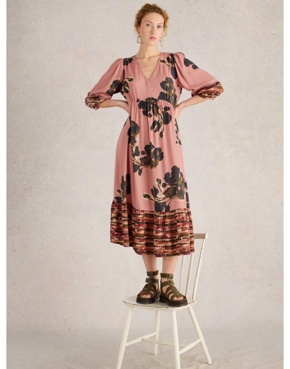 Young Ideas/Henmores - Lucy Midi Dress - Green Print - 8