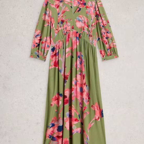 Young Ideas & Henmores -Lucy Midi Dress -Green Multi -10
