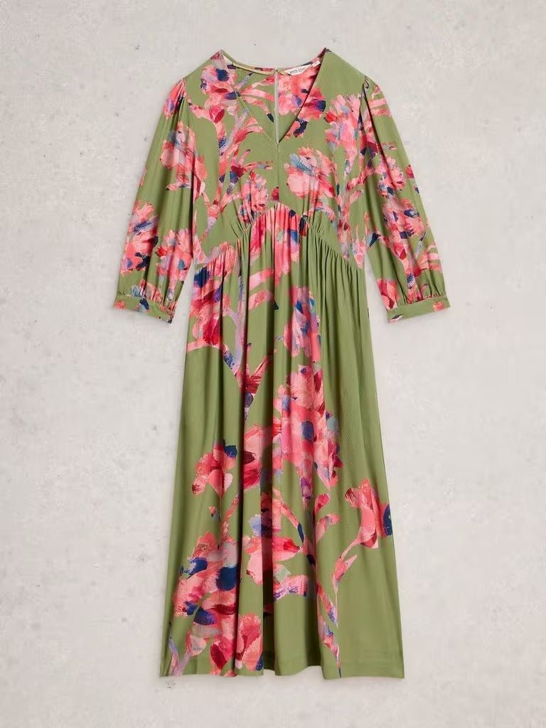 Young Ideas & Henmores -Lucy Midi Dress -Green Multi -10