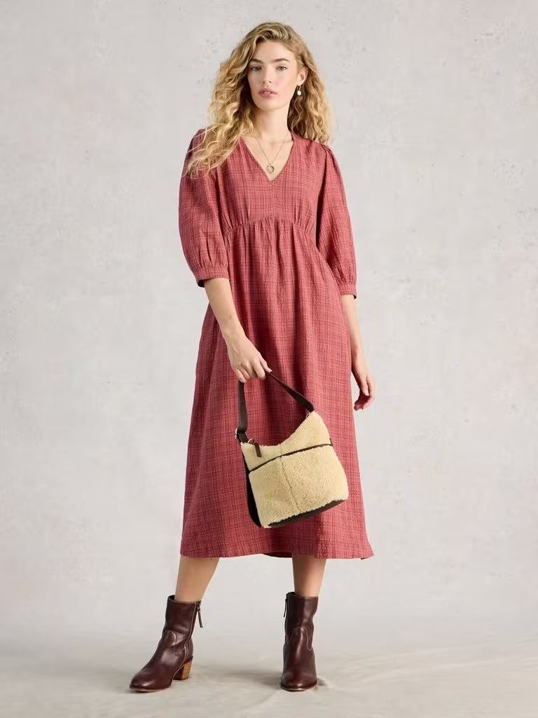 Young Ideas & Henmores -Lucy Midi Dress -Mid Pink -10