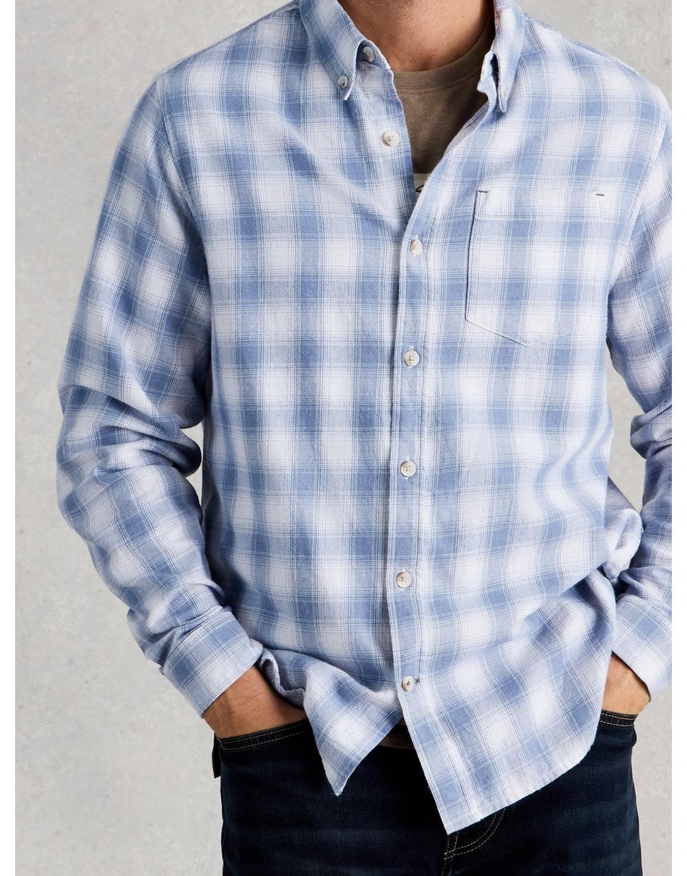 Young Ideas/Henmores - Ludlow Two Tone Check Shirt - Blue - M