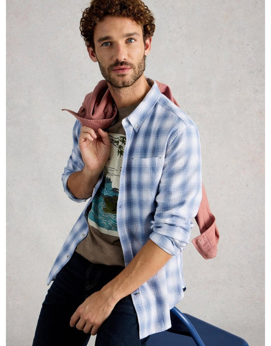 Young Ideas/Henmores - Ludlow Two Tone Check Shirt - Blue - M