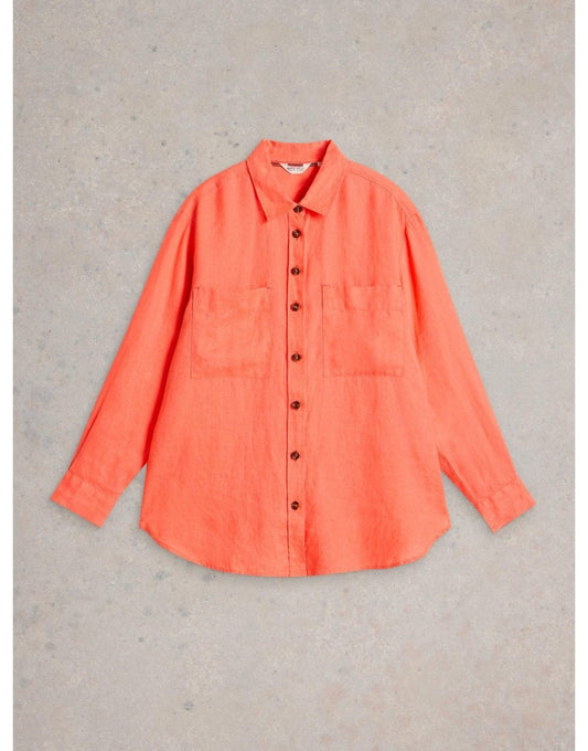 Young Ideas/Henmores - Lydia Linen Shirt - Bright Orange - 8