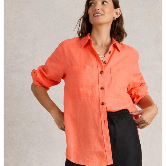 Young Ideas/Henmores - Lydia Linen Shirt - Bright Orange - 8