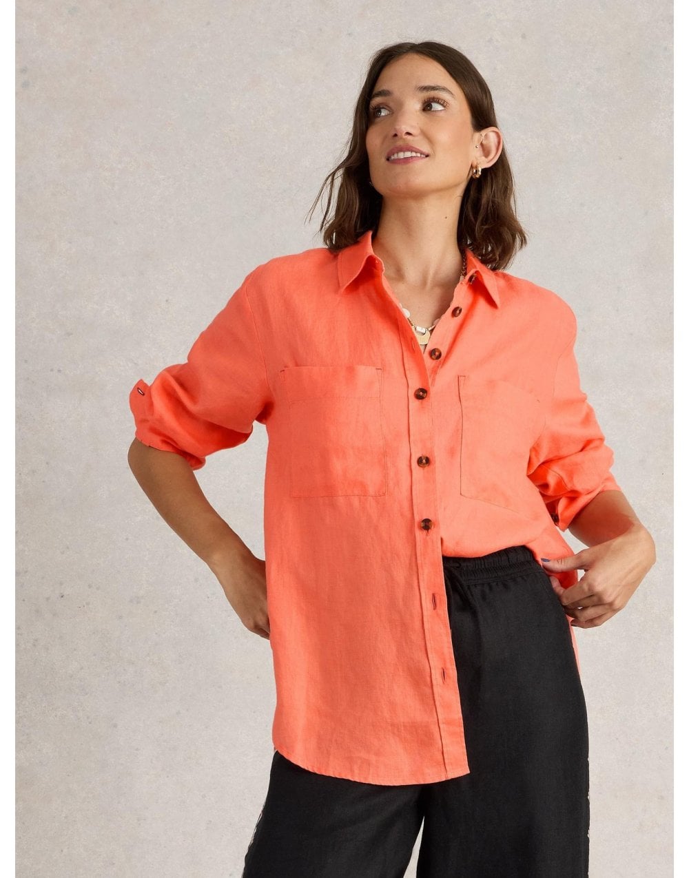 Young Ideas/Henmores - Lydia Linen Shirt - Bright Orange - 8