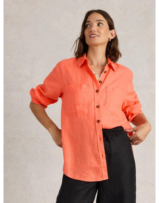Young Ideas/Henmores - Lydia Linen Shirt - Bright Orange - 8