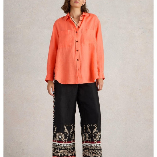 Young Ideas/Henmores - Lydia Linen Shirt - Bright Orange - 8