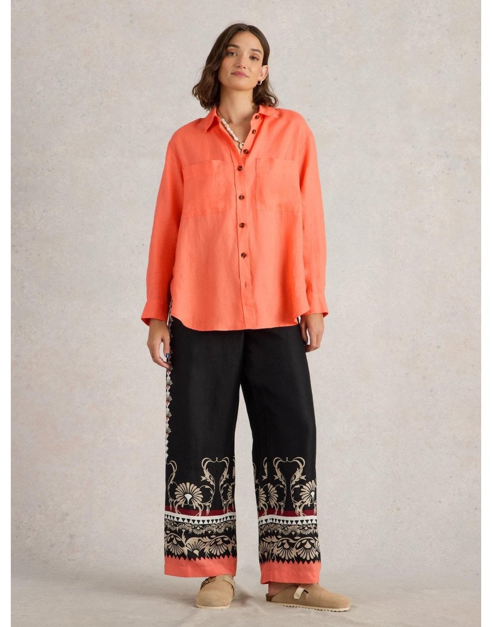 Young Ideas/Henmores - Lydia Linen Shirt - Bright Orange - 8