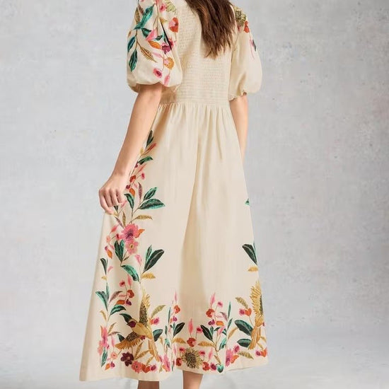 Young Ideas & Henmores - Maeve Embroidered Midi Dress - Ivory Multi - 8