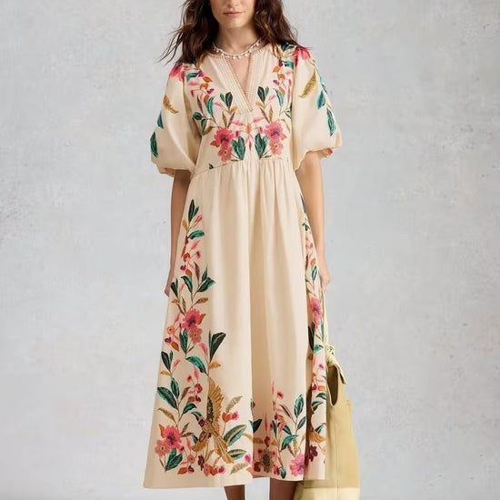 Young Ideas & Henmores - Maeve Embroidered Midi Dress - Ivory Multi - 8
