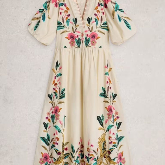 Young Ideas & Henmores - Maeve Embroidered Midi Dress - Ivory Multi - 8
