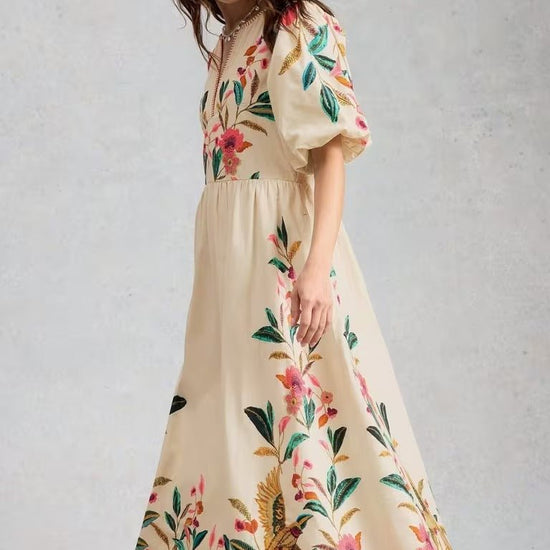 Young Ideas & Henmores - Maeve Embroidered Midi Dress - Ivory Multi - 8