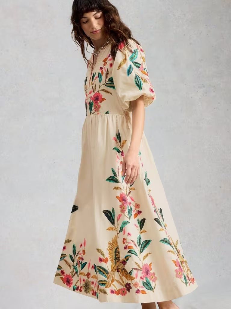 Young Ideas & Henmores - Maeve Embroidered Midi Dress - Ivory Multi - 8