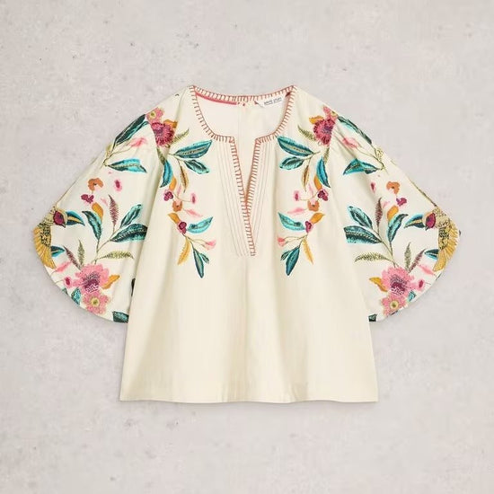 Young Ideas & Henmores - Maeve Embroidered Top - Ivory Multi - 8