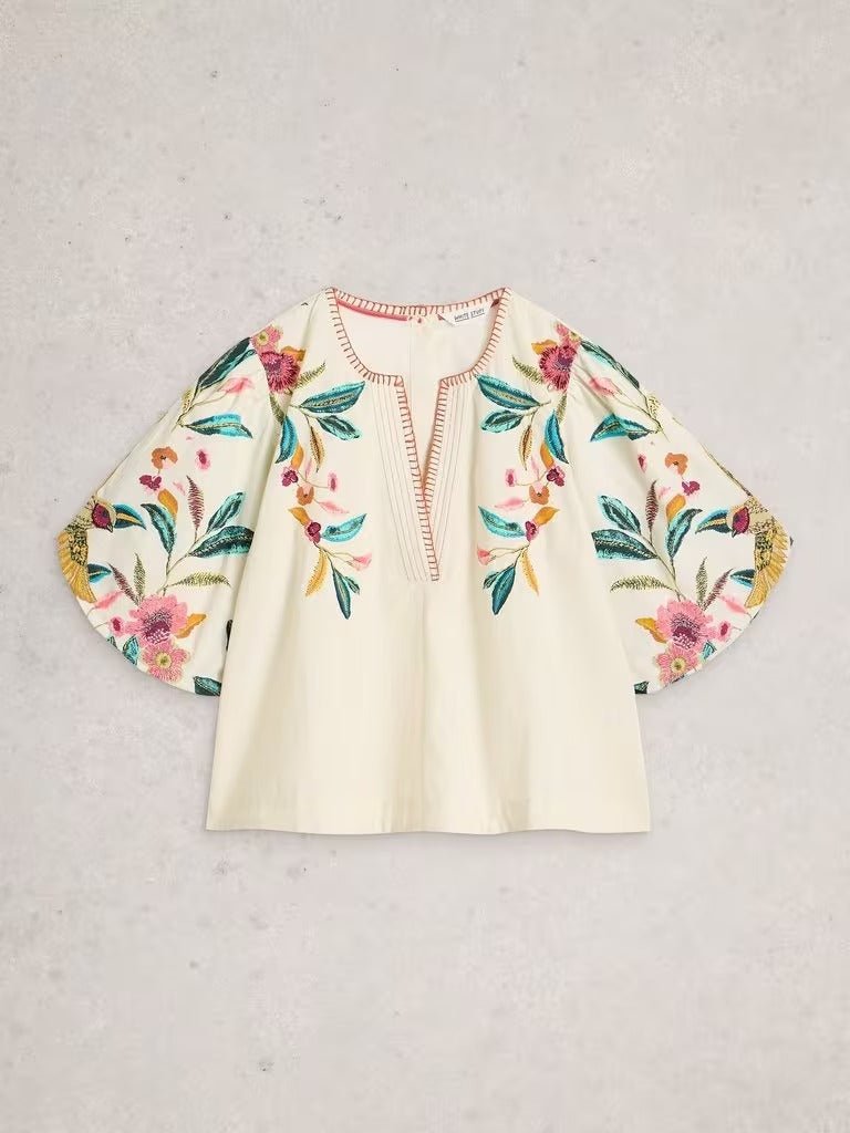 Young Ideas & Henmores - Maeve Embroidered Top - Ivory Multi - 8