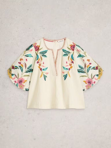 Young Ideas & Henmores - Maeve Embroidered Top - Ivory Multi - 8