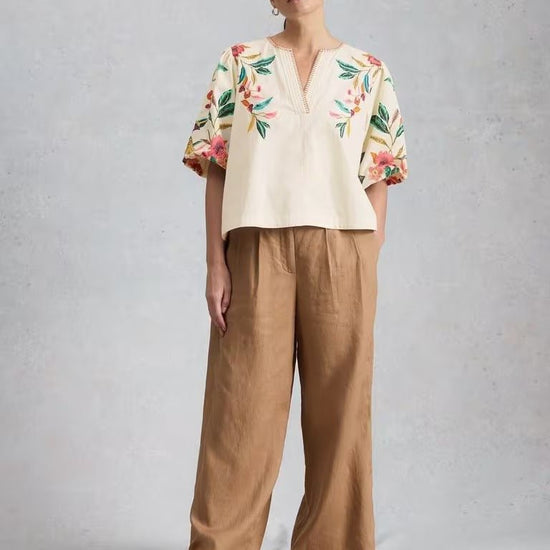 Young Ideas & Henmores - Maeve Embroidered Top - Ivory Multi - 8
