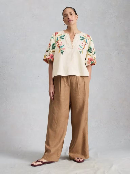 Young Ideas & Henmores - Maeve Embroidered Top - Ivory Multi - 8