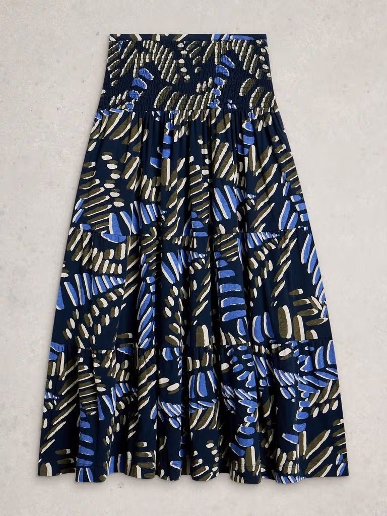 Young Ideas & Henmores - Marissa Jersey Maxi Skirt - Navy Print - 8