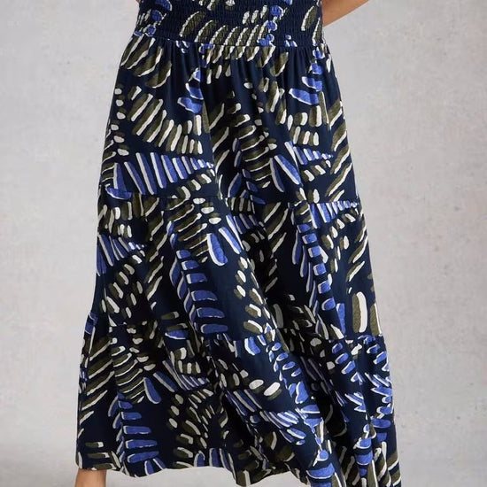 Young Ideas & Henmores - Marissa Jersey Maxi Skirt - Navy Print - 8