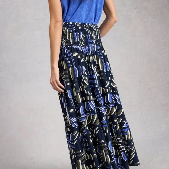 Young Ideas & Henmores - Marissa Jersey Maxi Skirt - Navy Print - 8