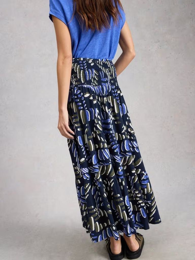 Young Ideas & Henmores - Marissa Jersey Maxi Skirt - Navy Print - 8