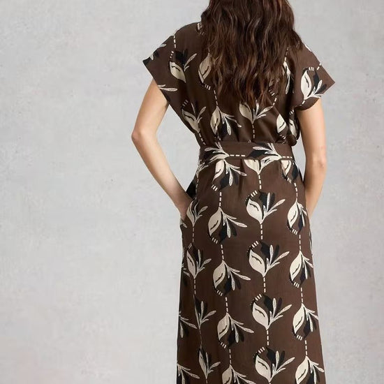 Young Ideas/Henmores - Mimi Linen Blend Dress - Brown Print - 8