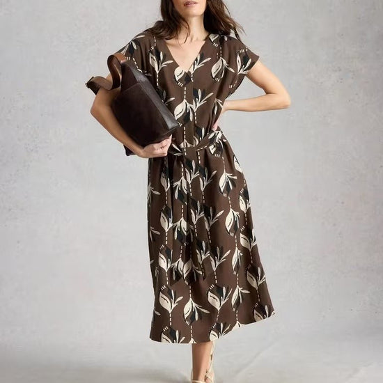 Young Ideas/Henmores - Mimi Linen Blend Dress - Brown Print - 8
