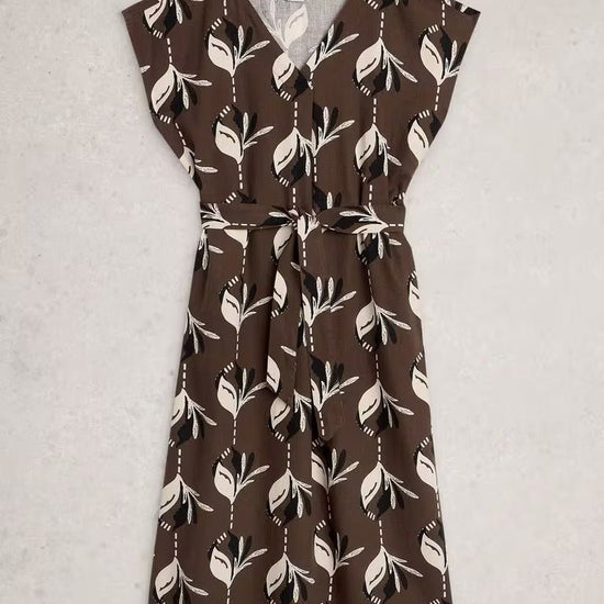 Young Ideas/Henmores - Mimi Linen Blend Dress - Brown Print - 8