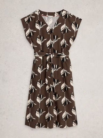 Young Ideas/Henmores - Mimi Linen Blend Dress - Brown Print - 8