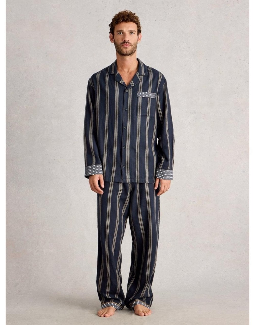 Young Ideas/Henmores - Moorland Flannel Pj Top - Navy Multi - M