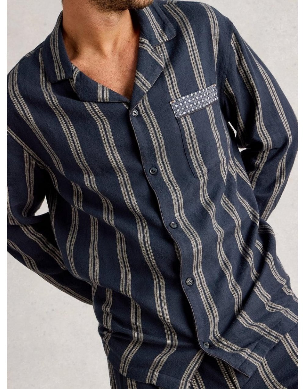 Young Ideas/Henmores - Moorland Flannel Pj Top - Navy Multi - M