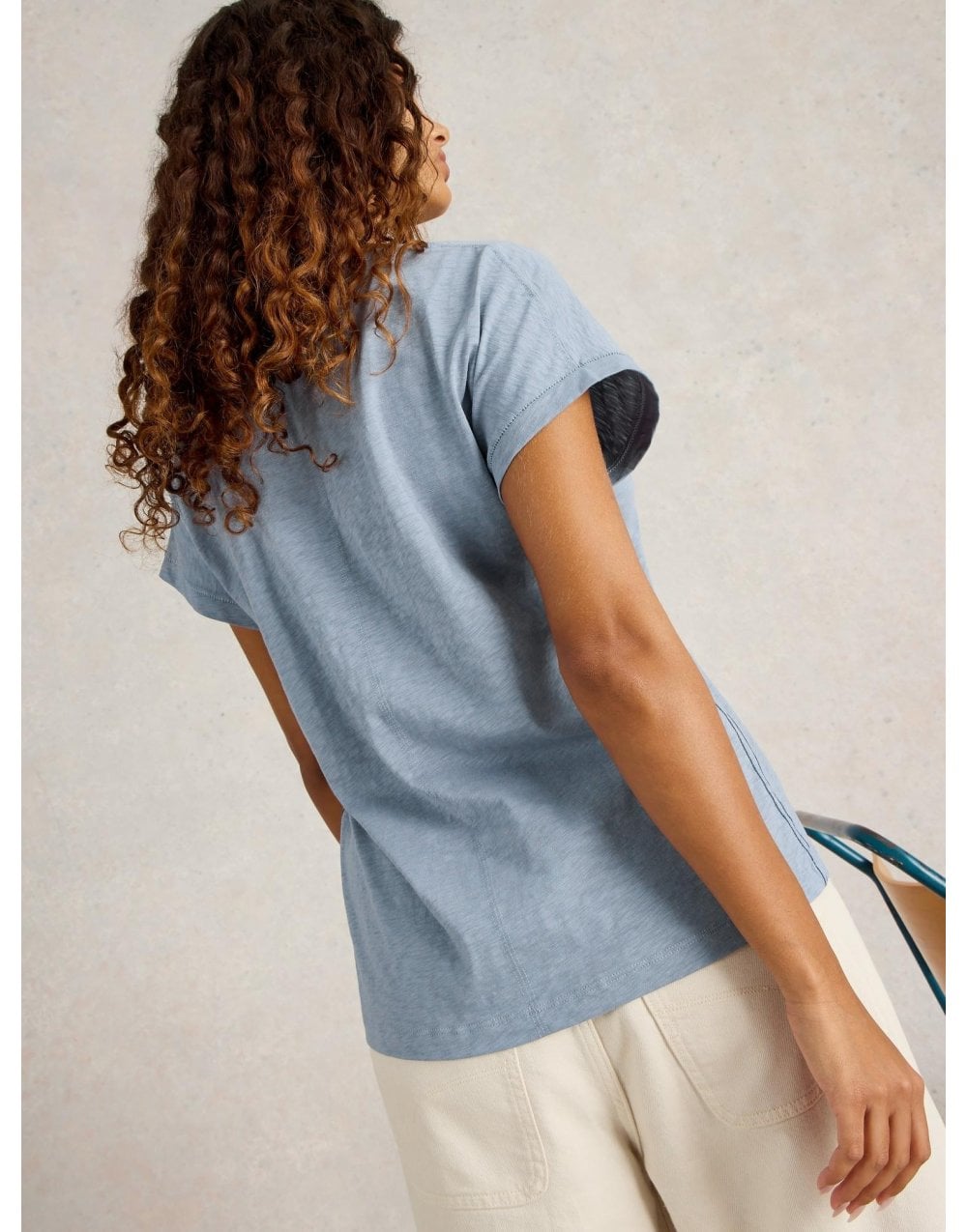 Young Ideas/Henmores - Nelly Notch Neck Tee - Mid Blue - 8