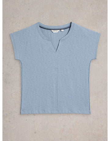 Young Ideas/Henmores - Nelly Notch Neck Tee - Mid Blue - 8