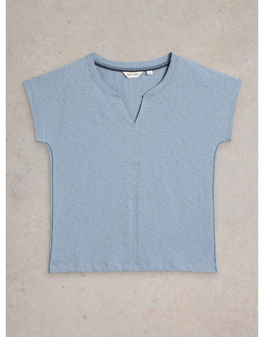 Young Ideas/Henmores - Nelly Notch Neck Tee - Mid Blue - 8