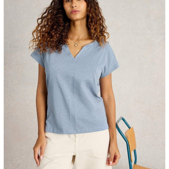 Young Ideas/Henmores - Nelly Notch Neck Tee - Mid Blue - 8