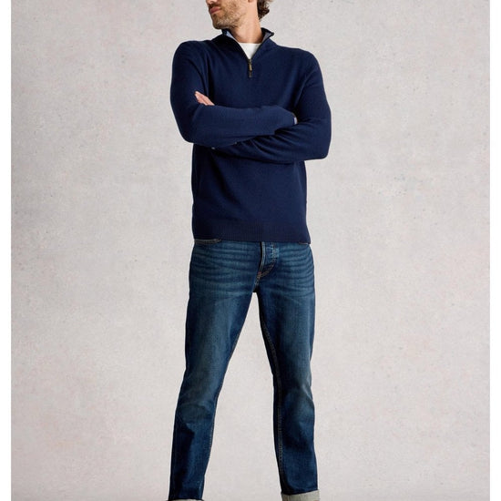 Young Ideas/Henmores - Newport Merino 1/4 Zip Jumper - Dark Navy - M