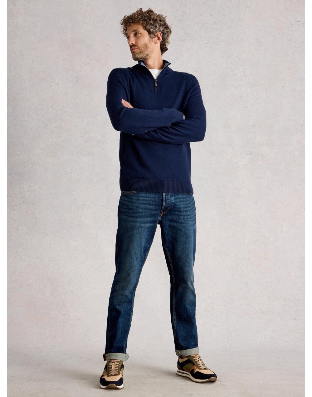 Young Ideas/Henmores - Newport Merino 1/4 Zip Jumper - Dark Navy - M