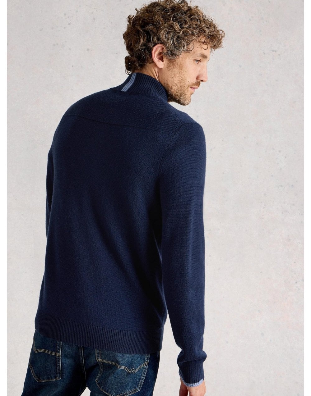 Young Ideas/Henmores - Newport Merino 1/4 Zip Jumper - Dark Navy - M