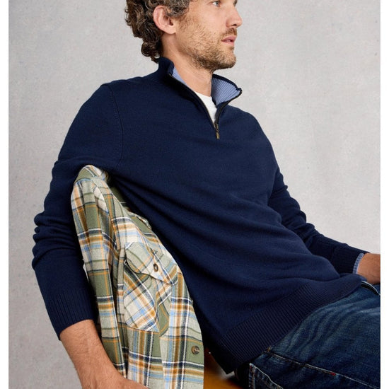 Young Ideas/Henmores - Newport Merino 1/4 Zip Jumper - Dark Navy - M