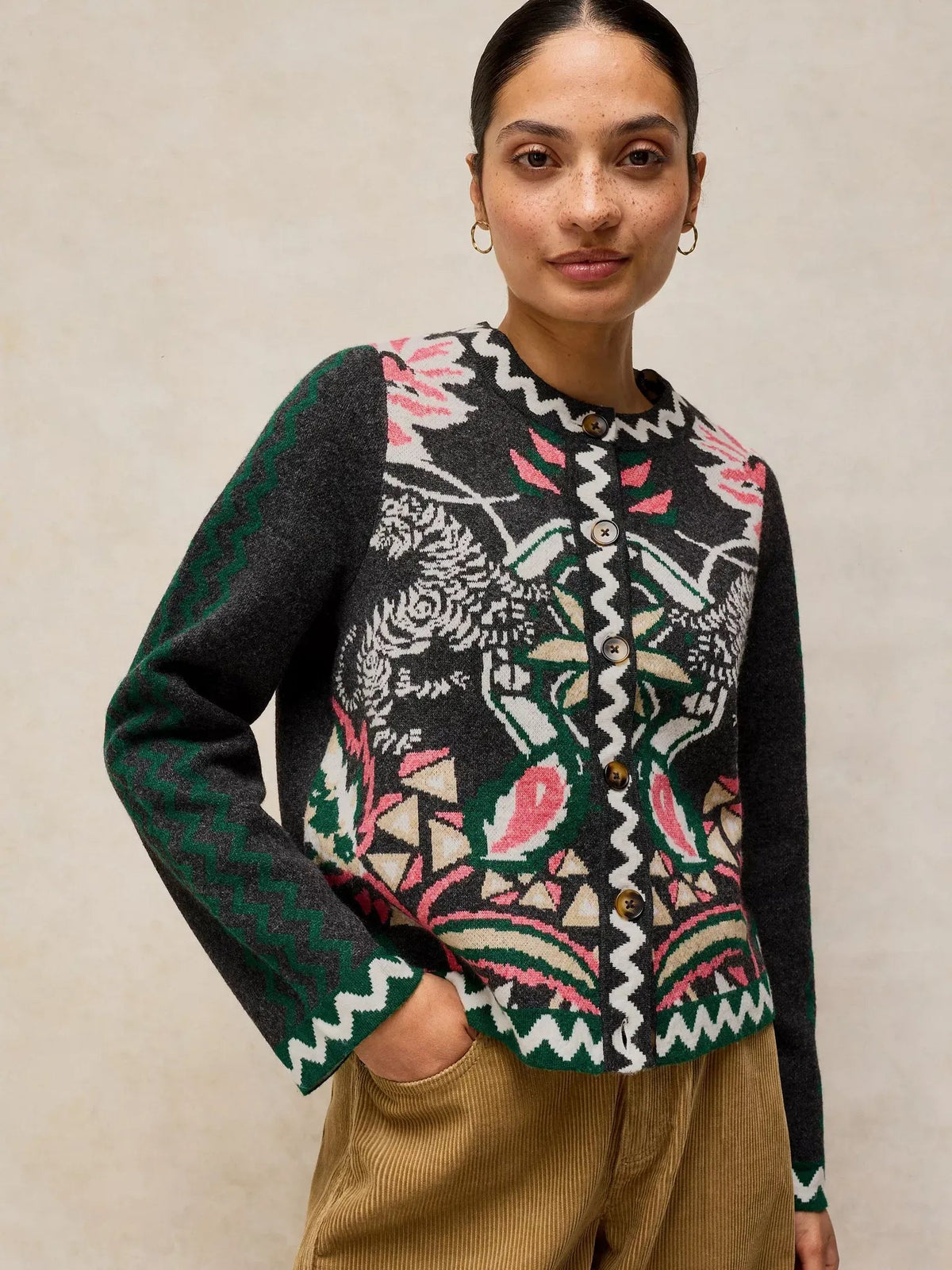 Young Ideas & Henmores -Nomad Knit Jacket -Grey Multi -8