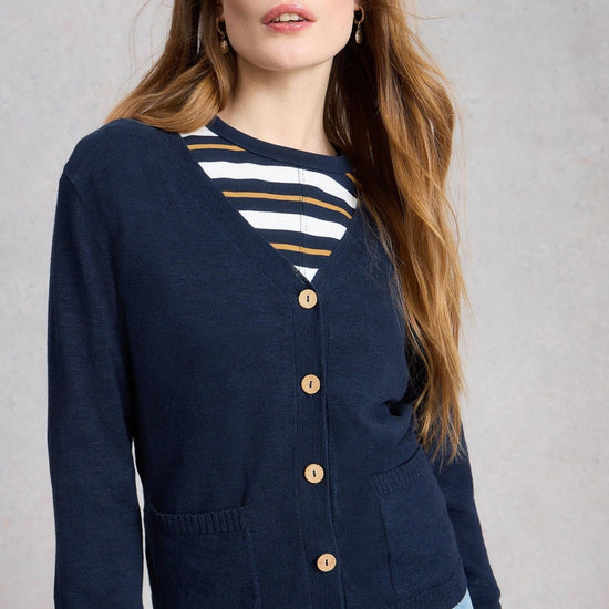 Young Ideas/Henmores - Nova Linen Blend Cardi - Dark Navy - 8