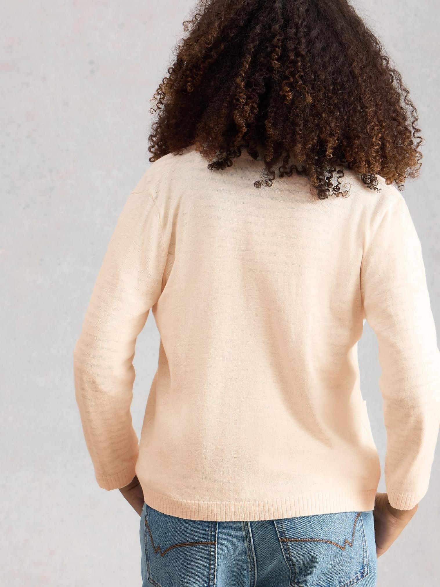 Young Ideas/Henmores - Nova Linen Blend Cardi - Nat White - 8