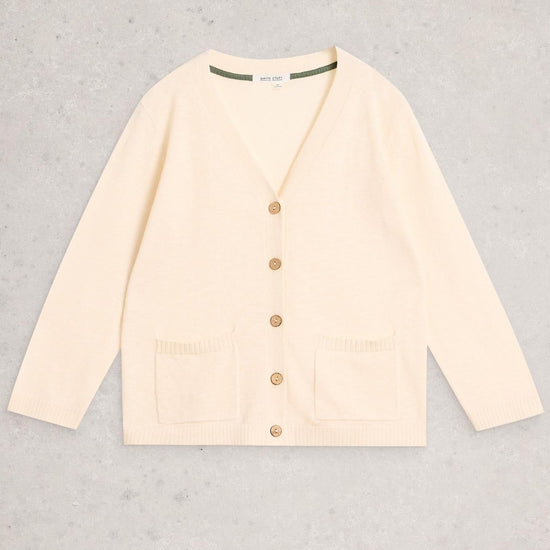 Young Ideas/Henmores - Nova Linen Blend Cardi - Nat White - 8
